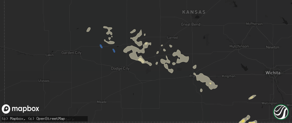 Hail map in Offerle, KS on June 25, 2026