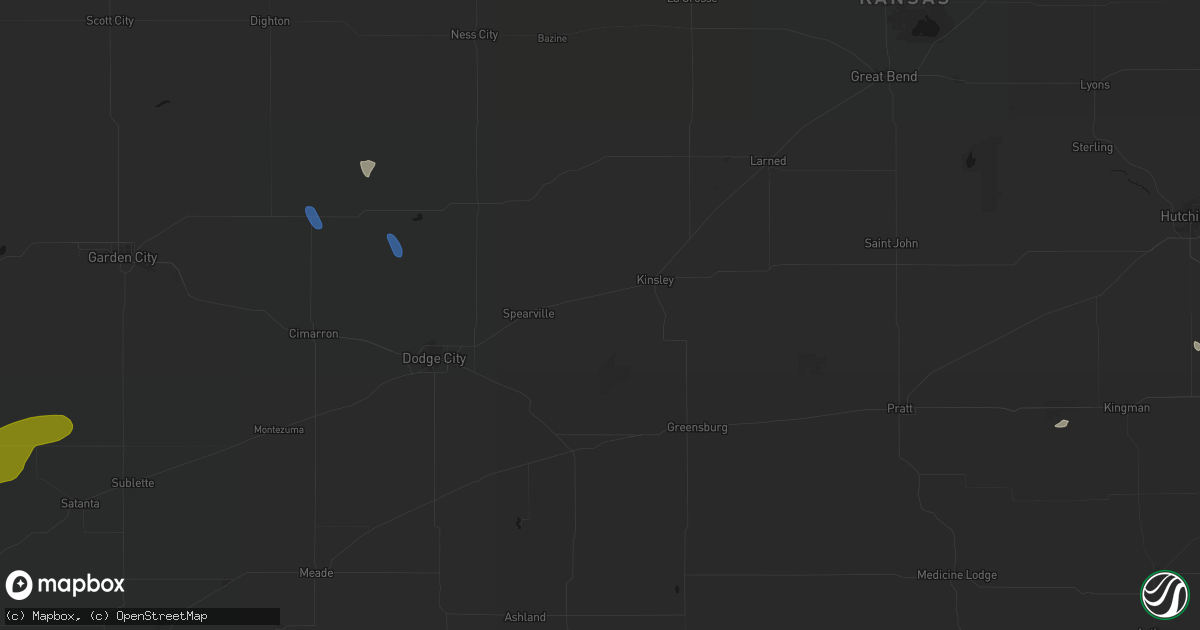 Hail map in Offerle, KS on June 25, 2026