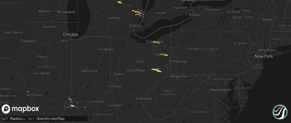 Hail map in Ohio on June 25, 2026