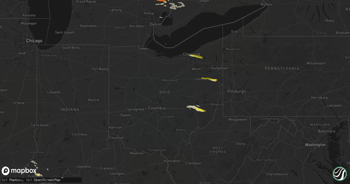 Hail map in Ohio on June 25, 2026