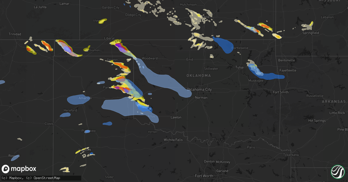 Hail map in Oklahoma on June 25, 2026