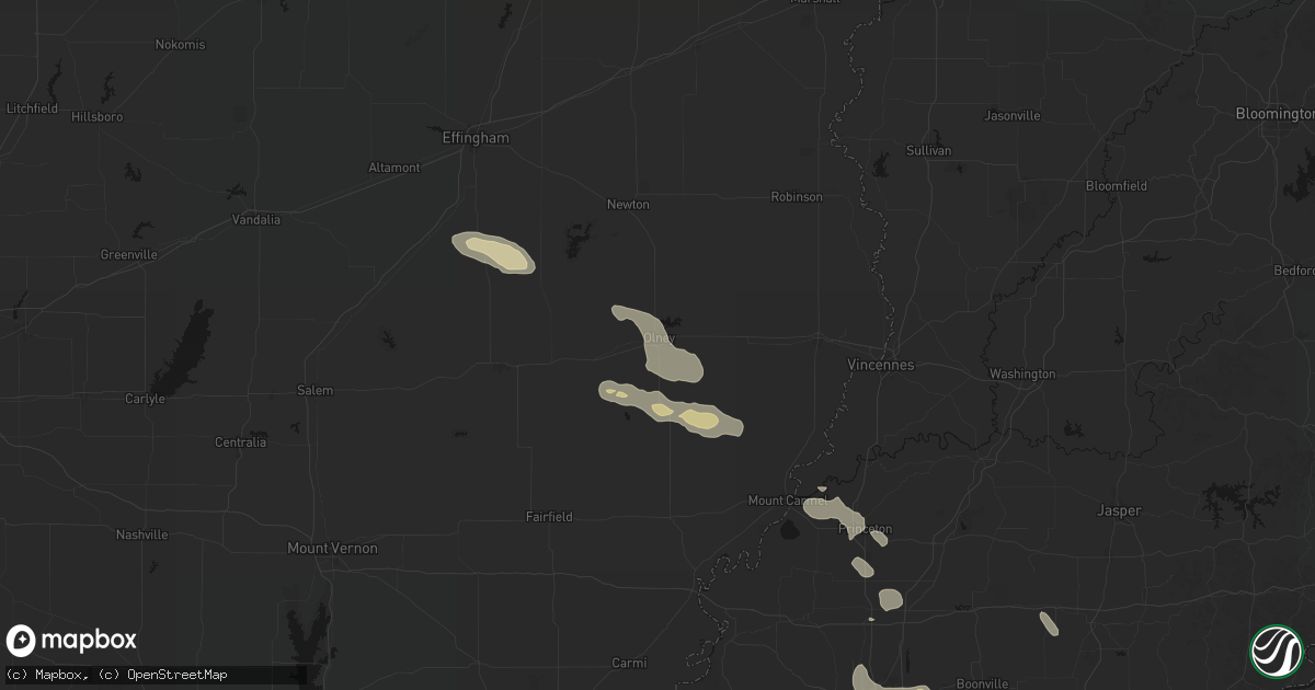 Hail map in Olney, IL on June 25, 2026