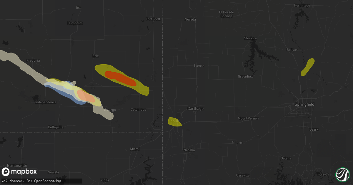 Hail map in Oronogo, MO on June 25, 2026