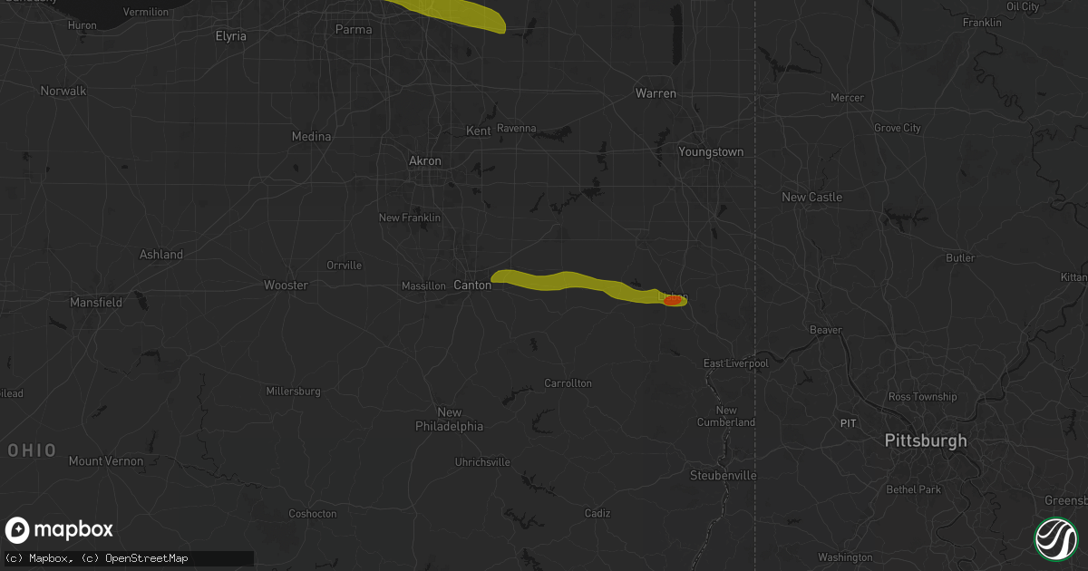 Hail map in Paris, OH on June 25, 2026
