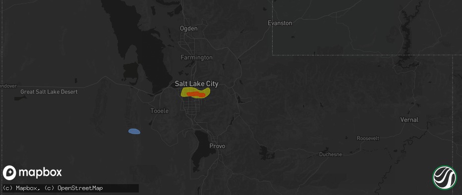 Hail map in Park City, UT on June 25, 2026
