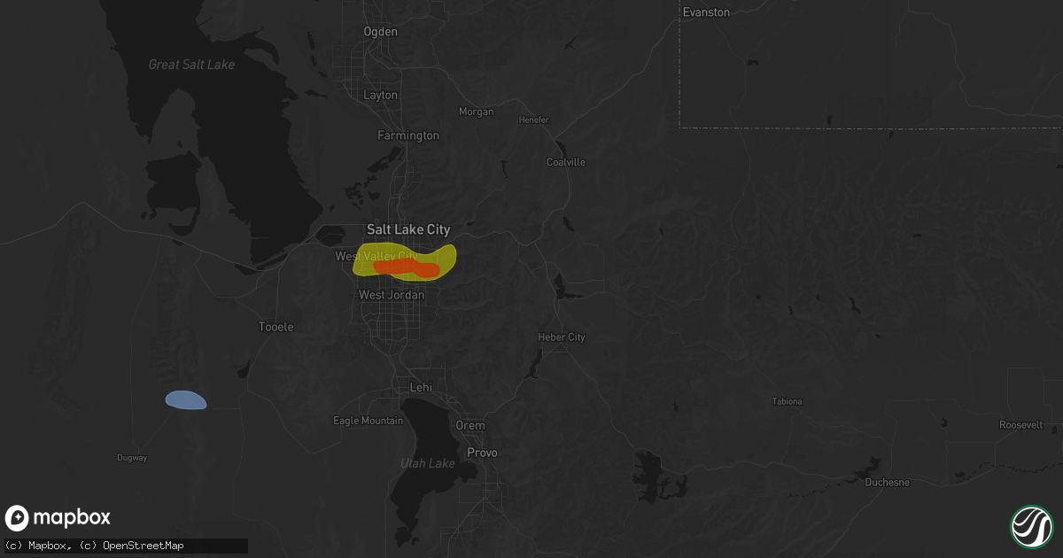 Hail map in Park City, UT on June 25, 2026