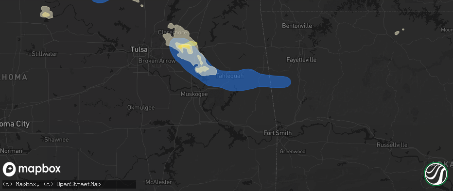 Hail map in Park Hill, OK on June 25, 2026