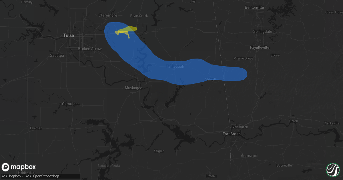 Hail map in Park Hill, OK on June 25, 2026