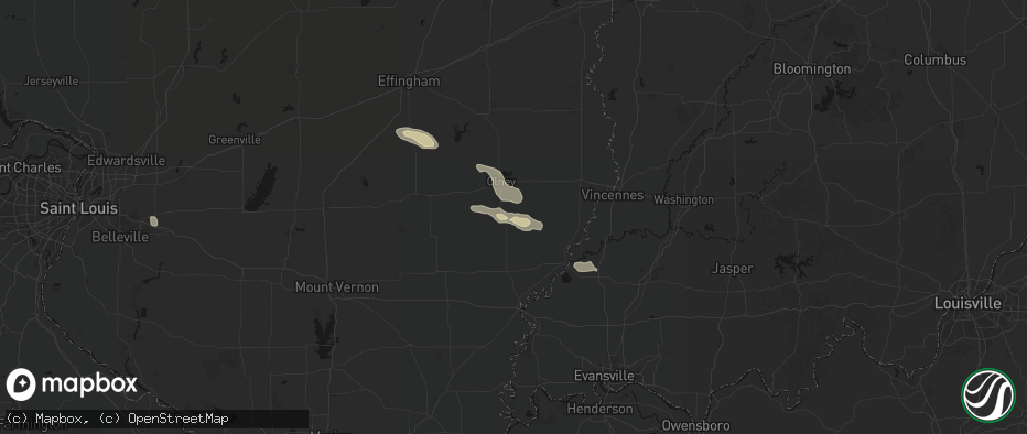 Hail map in Parkersburg, IL on June 25, 2026
