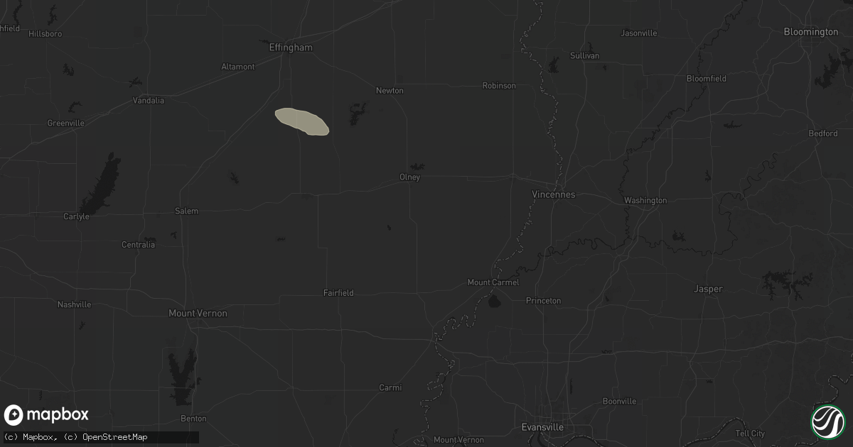 Hail map in Parkersburg, IL on June 25, 2026