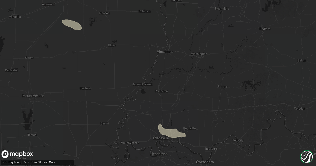 Hail map in Patoka, IN on June 25, 2026