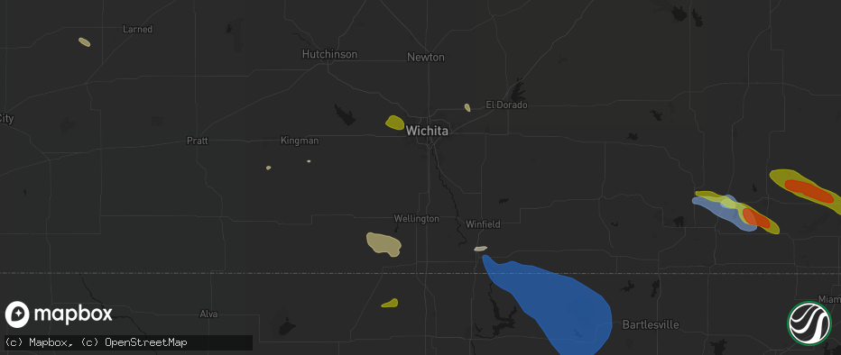 Hail map in Peck, KS on June 25, 2026