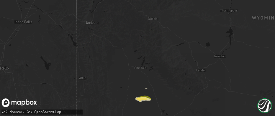 Hail map in Pinedale, WY on June 25, 2026