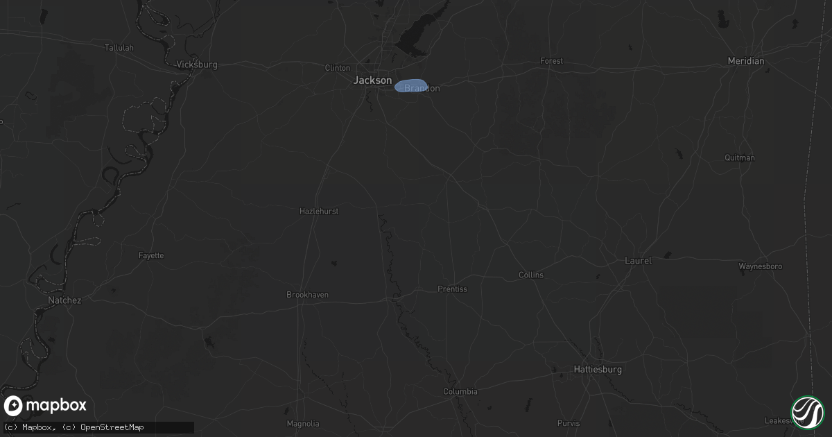Hail map in Pinola, MS on June 25, 2026