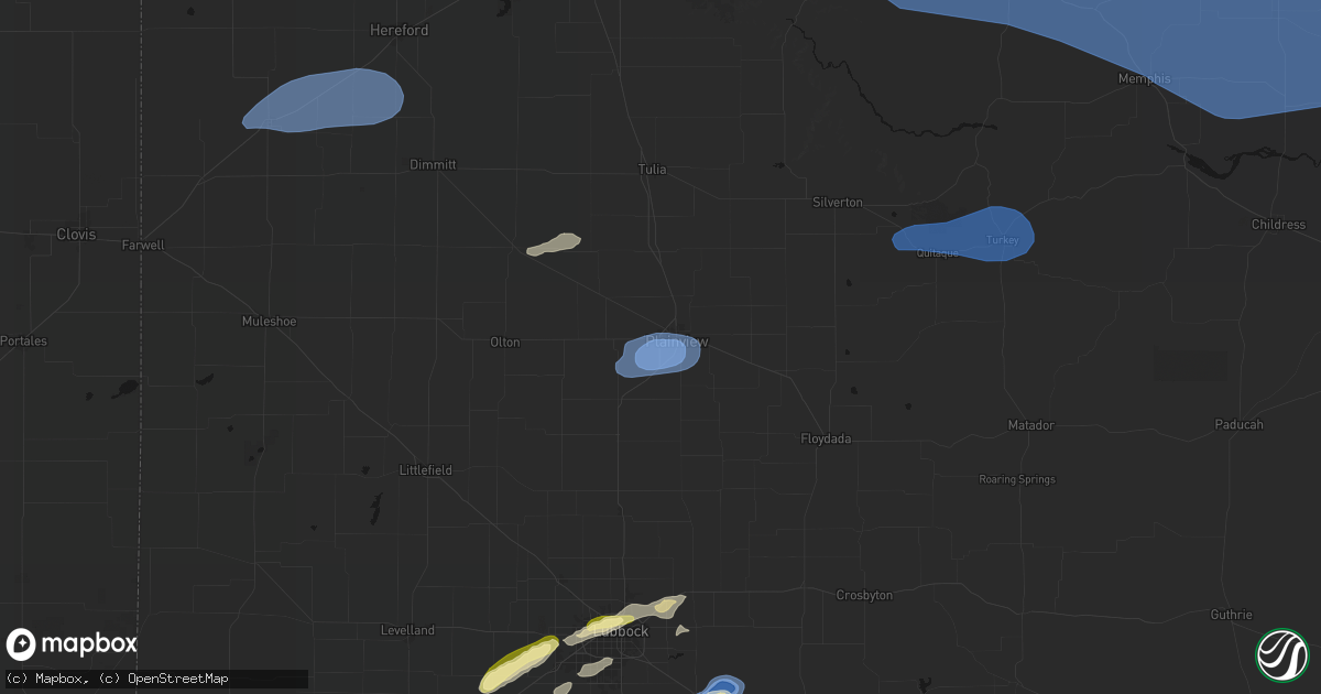 Hail map in Plainview, TX on June 25, 2026