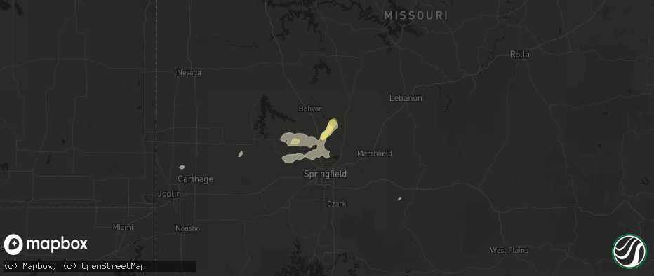 Hail map in Pleasant Hope, MO on June 25, 2026