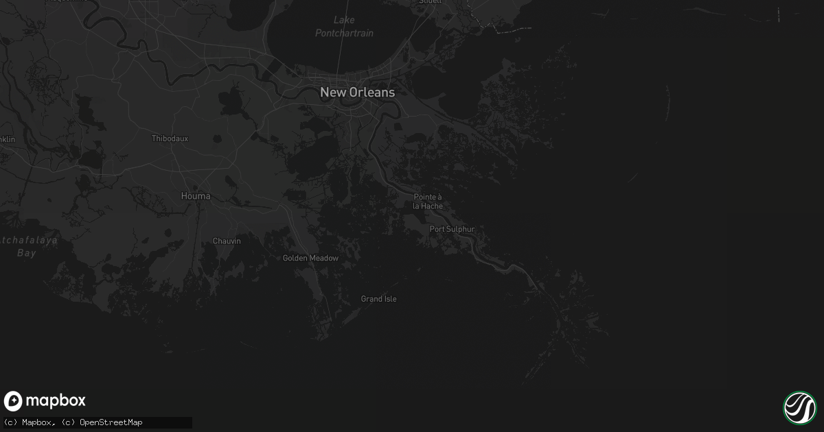 Hail map in Port Sulphur, LA on June 25, 2026