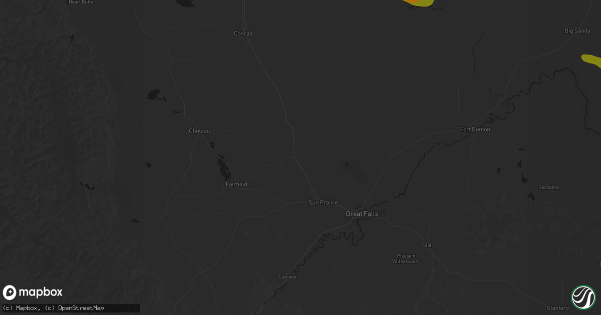 Hail map in Power, MT on June 25, 2026