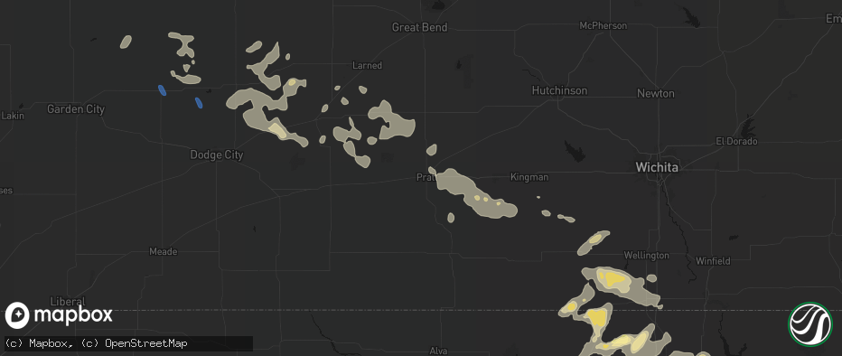 Hail map in Pratt, KS on June 25, 2026