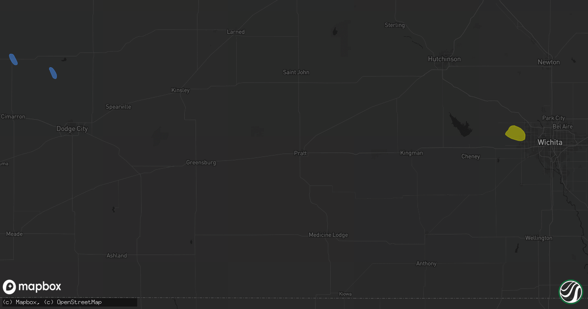 Hail map in Pratt, KS on June 25, 2026