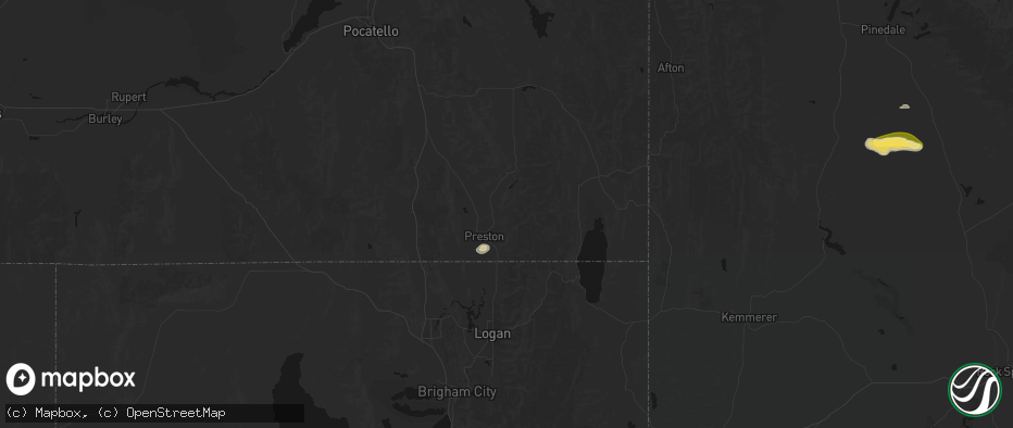 Hail map in Preston, ID on June 25, 2026