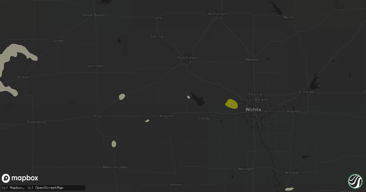Hail map in Pretty Prairie, KS on June 25, 2026