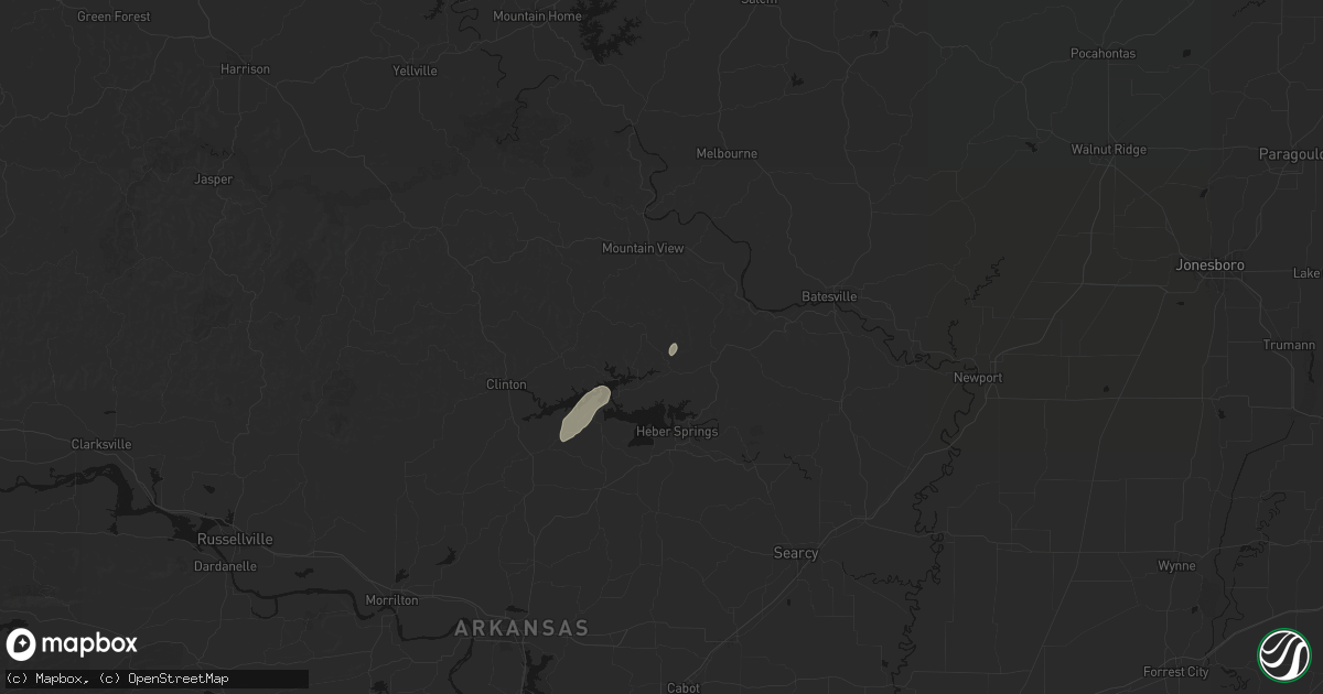Hail map in Prim, AR on June 25, 2026