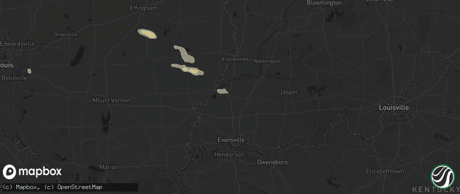 Hail map in Princeton, IN on June 25, 2026