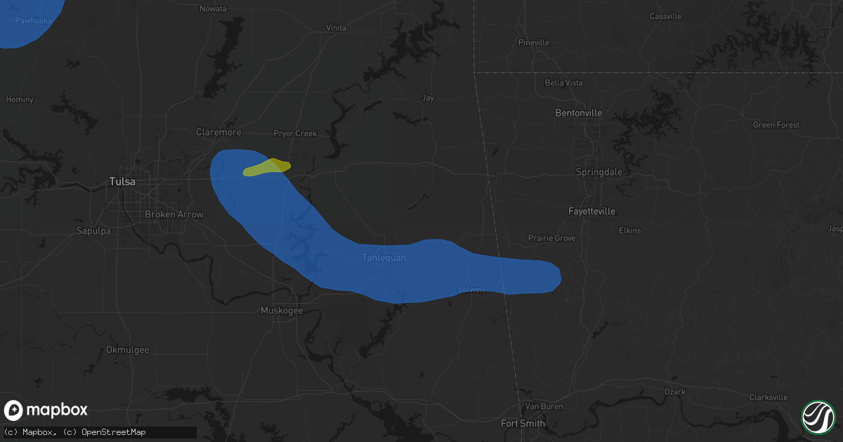 Hail map in Proctor, OK on June 25, 2026