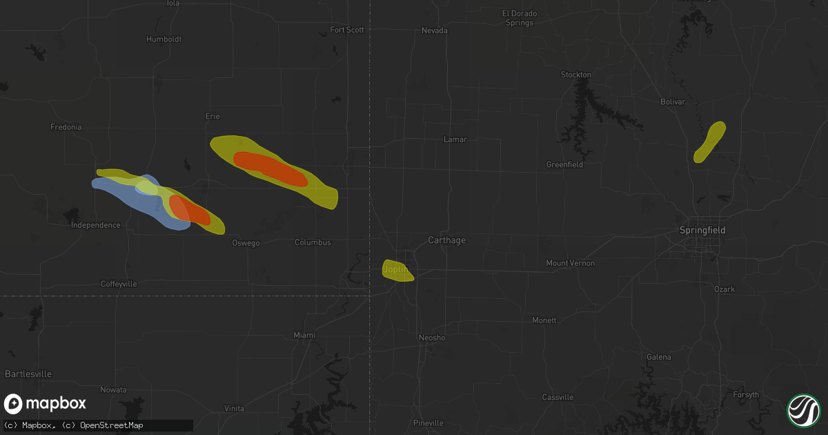 Hail map in Purcell, MO on June 25, 2026