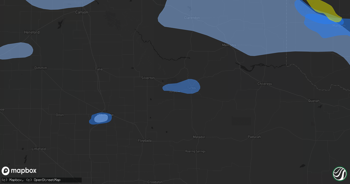 Hail map in Quitaque, TX on June 25, 2026