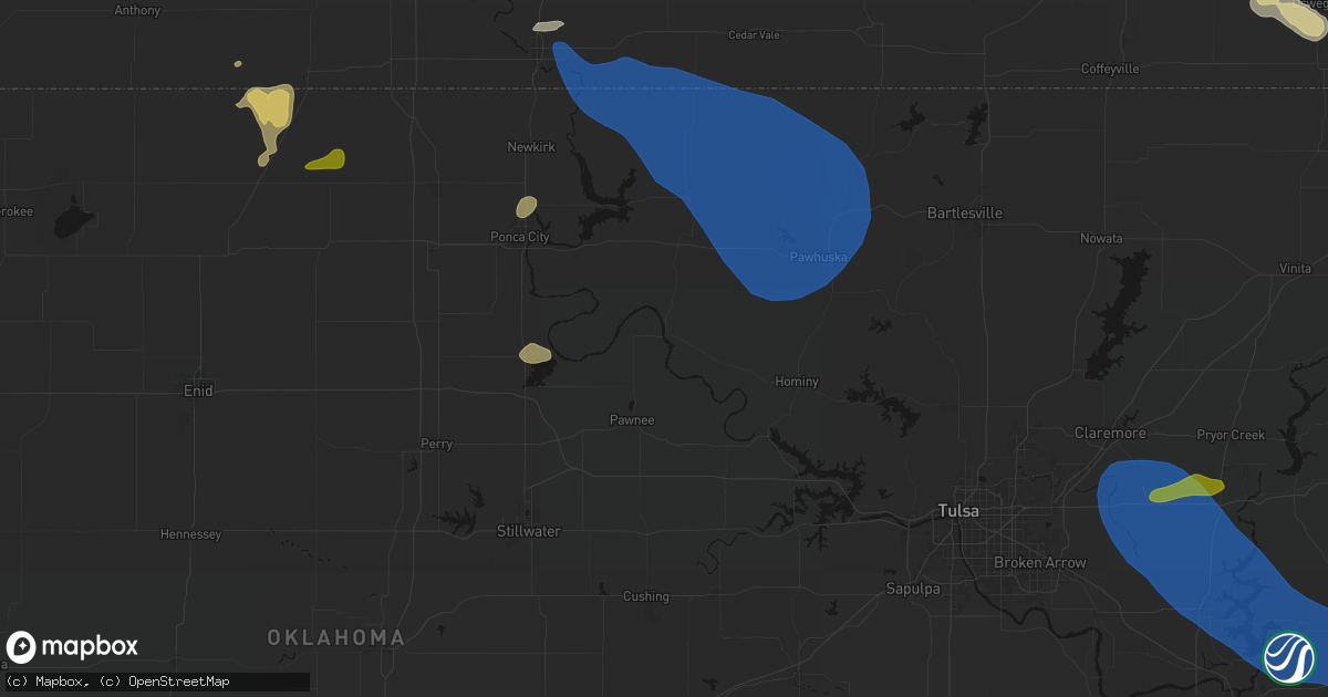 Hail map in Ralston, OK on June 25, 2026