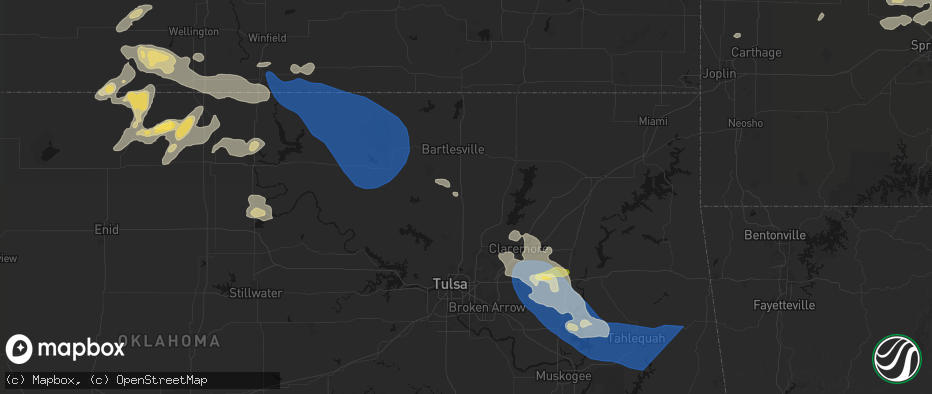 Hail map in Ramona, OK on June 25, 2026