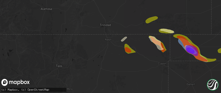 Hail map in Raton, NM on June 25, 2026