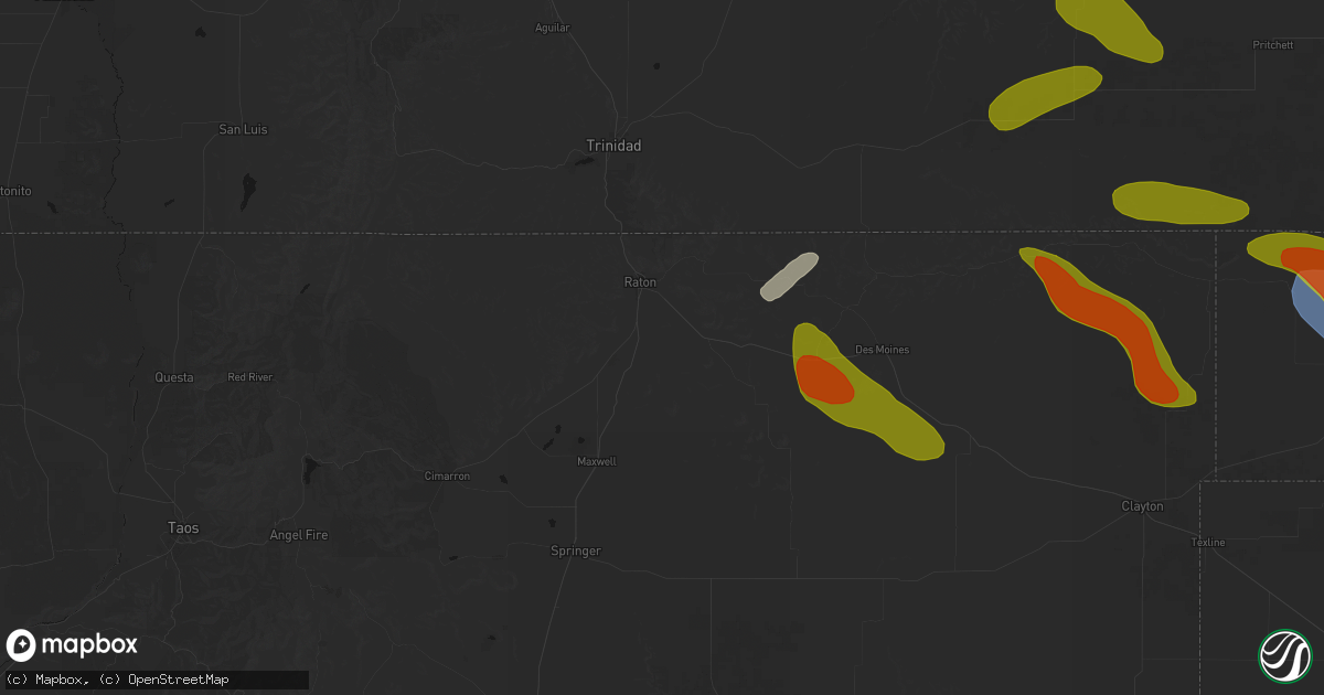 Hail map in Raton, NM on June 25, 2026