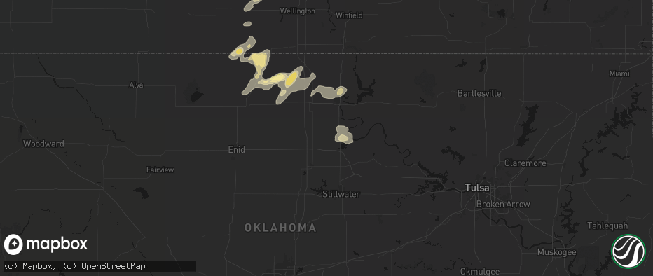 Hail map in Red Rock, OK on June 25, 2026