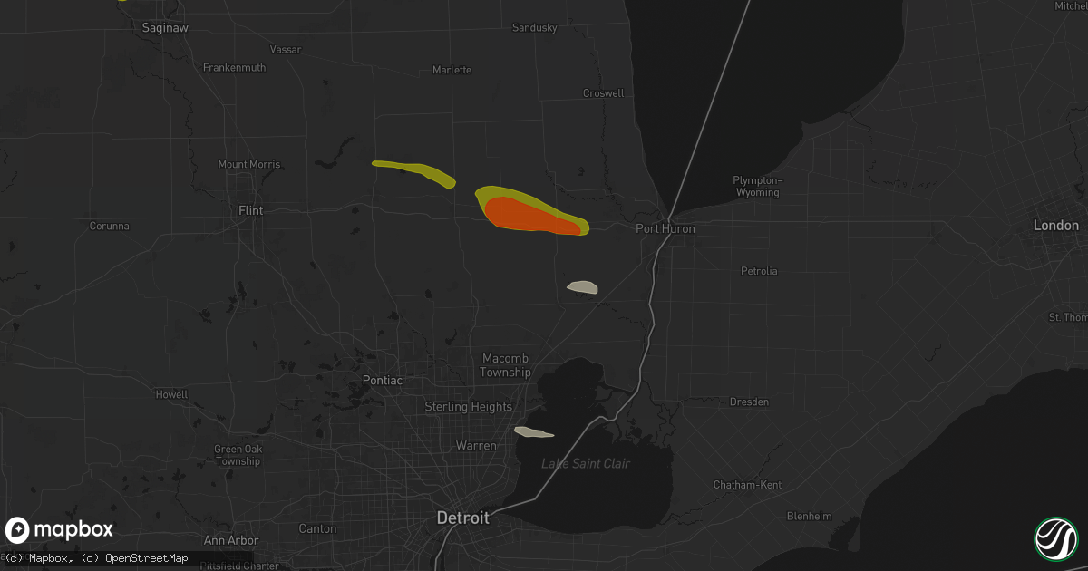 Hail map in Richmond, MI on June 25, 2026