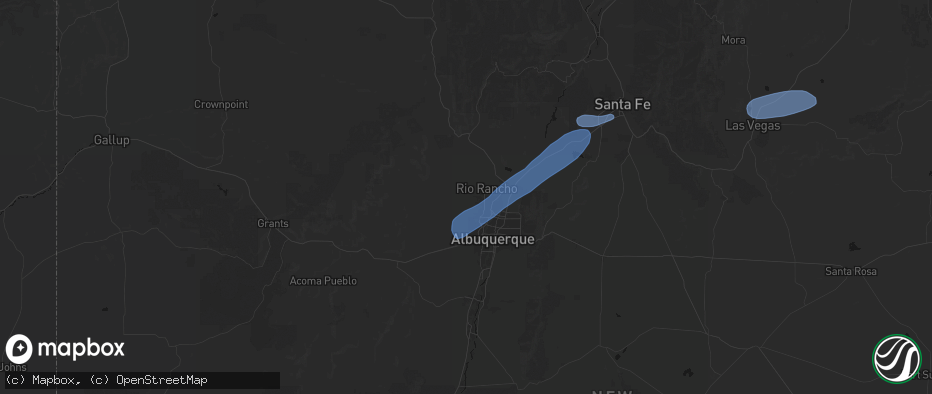 Hail map in Rio Rancho, NM on June 25, 2026