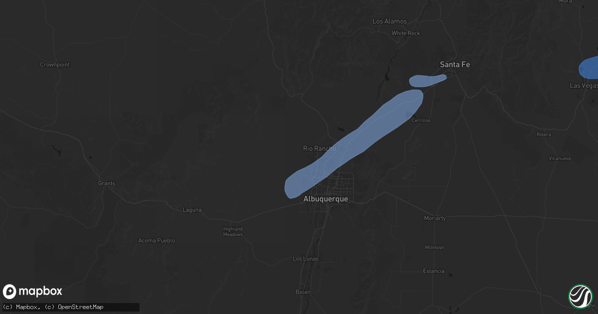Hail map in Rio Rancho, NM on June 25, 2026