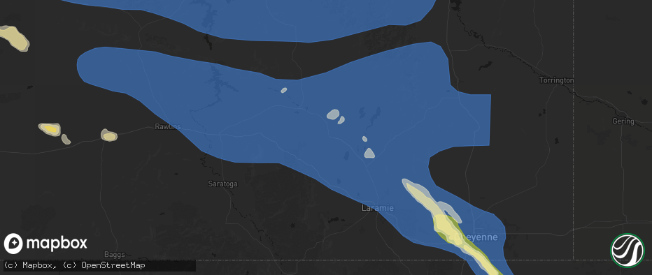 Hail map in Rock River, WY on June 25, 2026