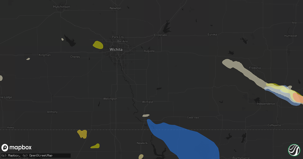 Hail map in Rock, KS on June 25, 2026