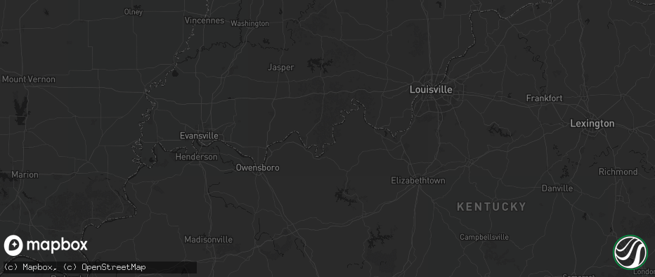 Hail map in Rome, IN on June 25, 2026