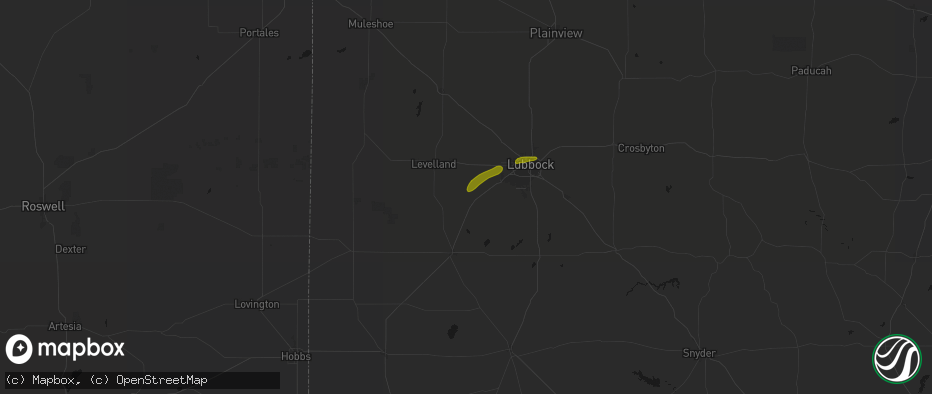 Hail map in Ropesville, TX on June 25, 2026