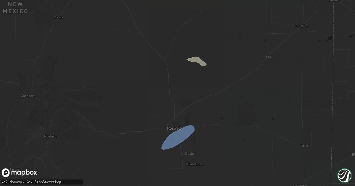 Hail map in Roswell, NM on June 25, 2026