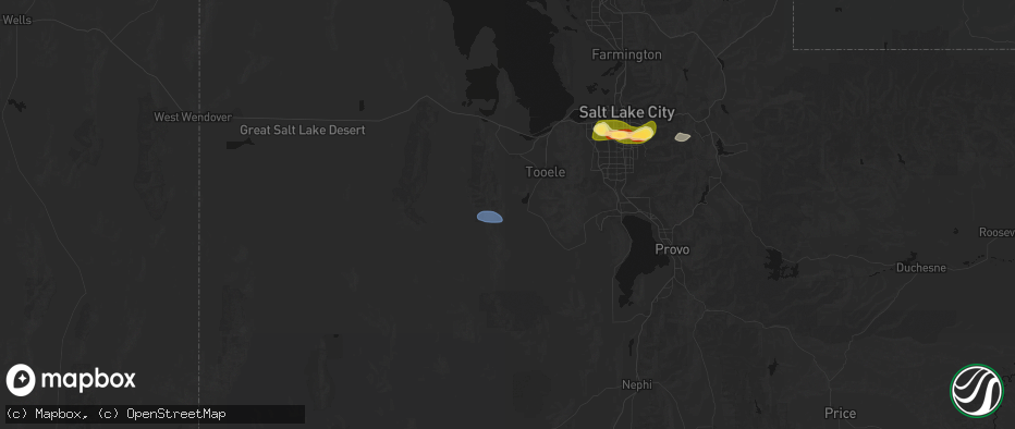 Hail map in Rush Valley, UT on June 25, 2026
