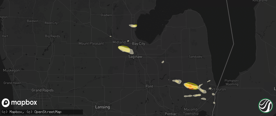 Hail map in Saginaw, MI on June 25, 2026