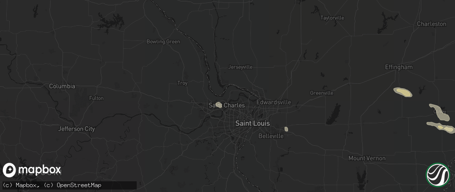Hail map in Saint Charles, MO on June 25, 2026