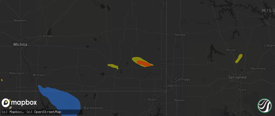 Hail map in Saint Paul, KS on June 25, 2026