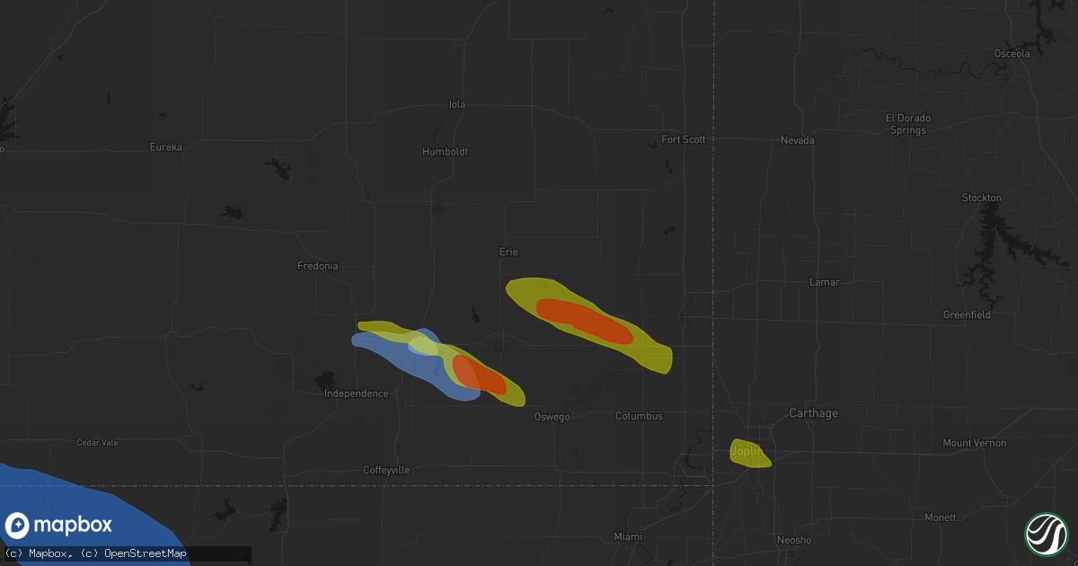 Hail map in Saint Paul, KS on June 25, 2026