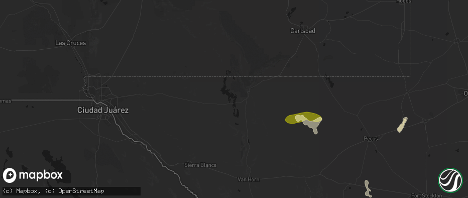 Hail map in Salt Flat, TX on June 25, 2026